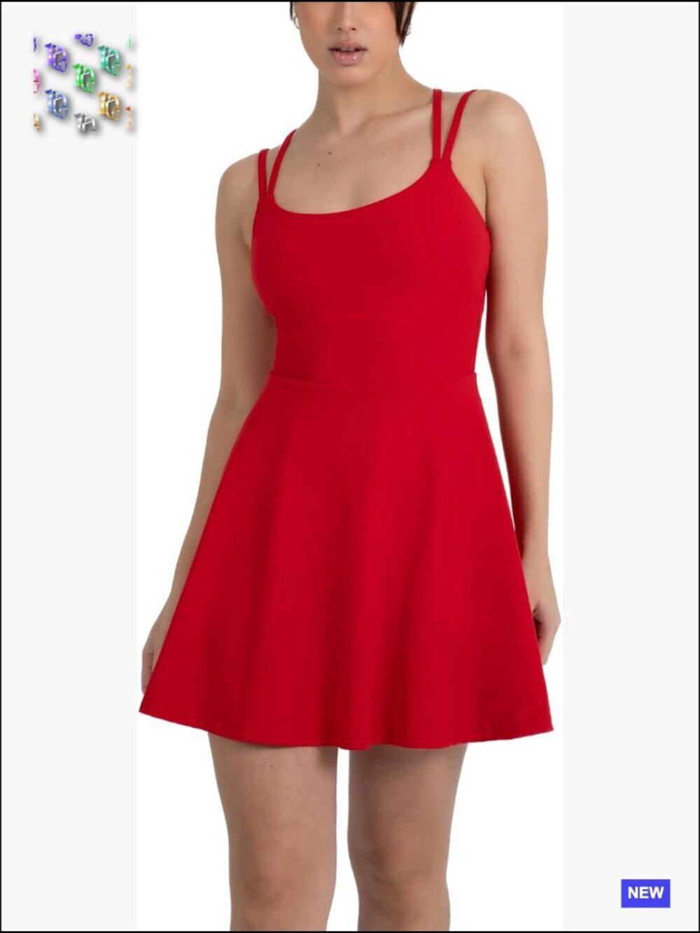 Active Strappy Tennis Dress with Built-in Shorts 4-Way Stretch Criss-Cross Back